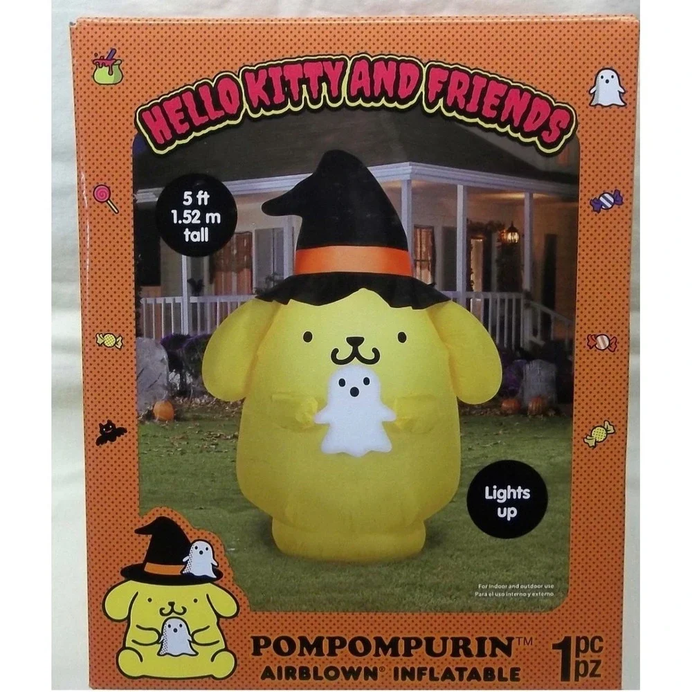 HELLO KITTY AND FRIENDS POMPOMPURIN INFLATABLE LED LIGHTS UP 5ft. HALLOWEEN NEW